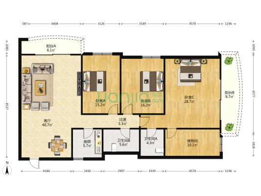 兴力国际大厦 3室1厅2卫 179平方