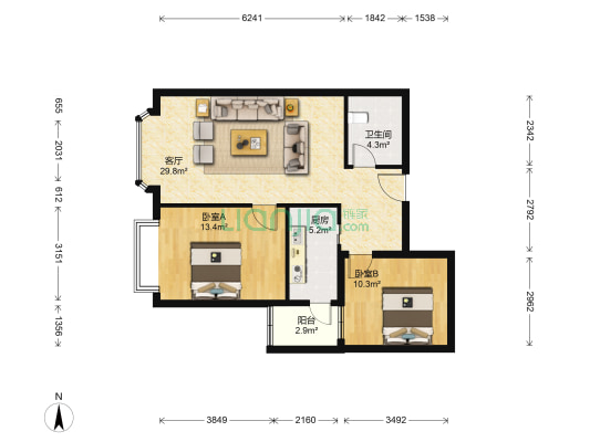 方丹苑 2室1厅1卫 90平方