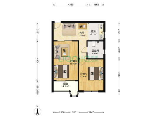 三江小区 2室1厅1卫 63平方