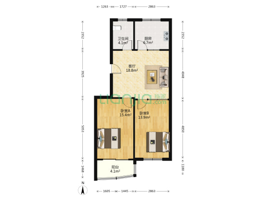 金城小区 2室1厅1卫 81平方