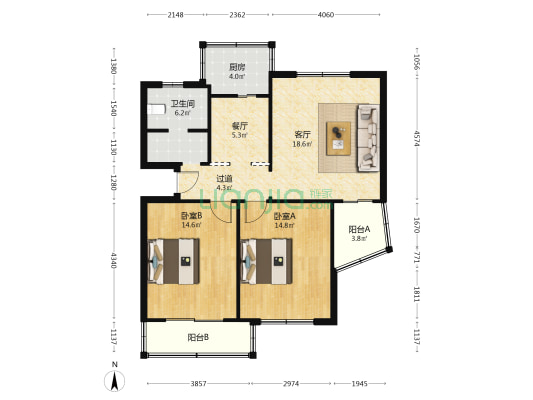 笠泽路162号 2室2厅1卫 96平方