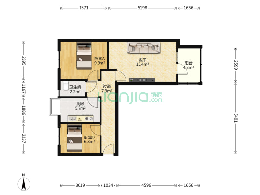 兰州物资供应站家属小区 2室1厅1卫 55平方