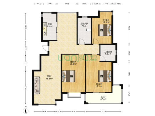 玲珑小筑 2室1厅2卫 147平方