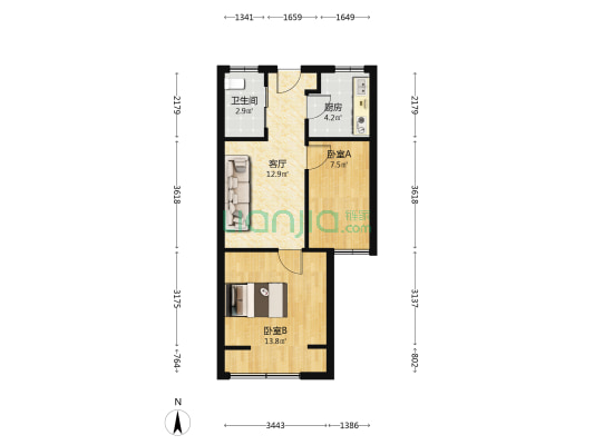 灿邦部落格 2室1厅1卫 58平方