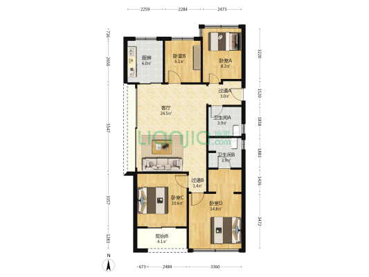 荷源府 4室1厅2卫 118平方