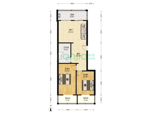 金慧小区 2室2厅1卫 95平方
