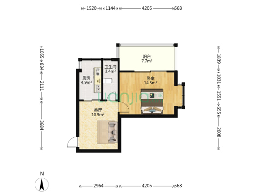 河南新村 1室1厅1卫 46平方