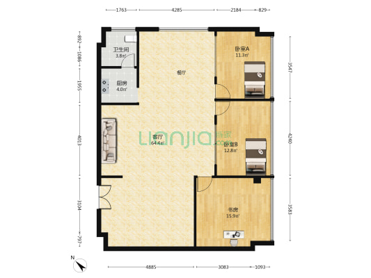 华信景和城 3室1厅1卫 120平方