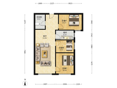 高铁东站 理想湾南向三居 此顶层 好房出售-涿州鸿坤理想湾北区户型图