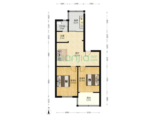 华晶公寓 2室1厅1卫 78平方