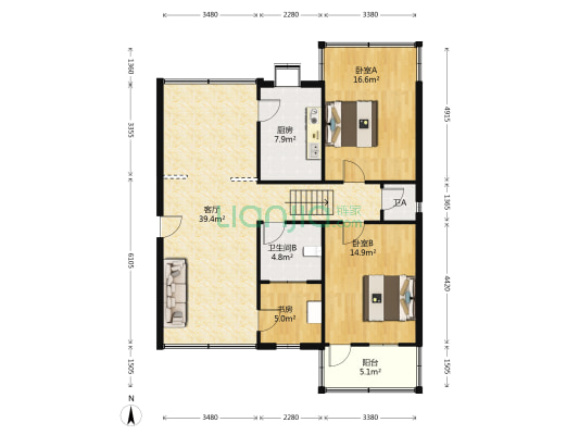 汉阳大街15号 3室1厅2卫 115平方