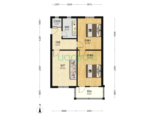 少山二支路5号 2室1厅1卫 74平方