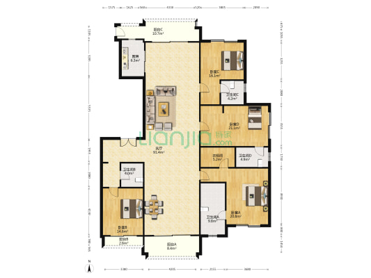 雅居乐铂雅苑 4室1厅4卫 267平方