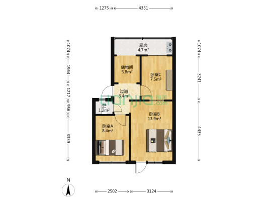河口路小区 3室0厅1卫 60平方