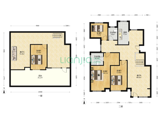 香邑溪谷玫瑰园 4室2厅 南 北-户型图