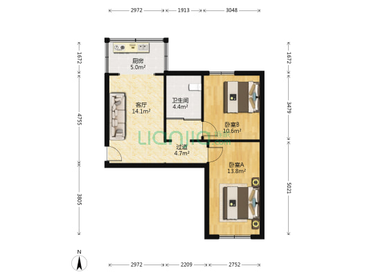 区教师局宿舍 2室1厅1卫 69平方