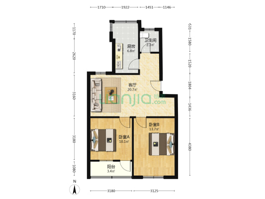 土地管理局家属院 2室1厅1卫 70平方
