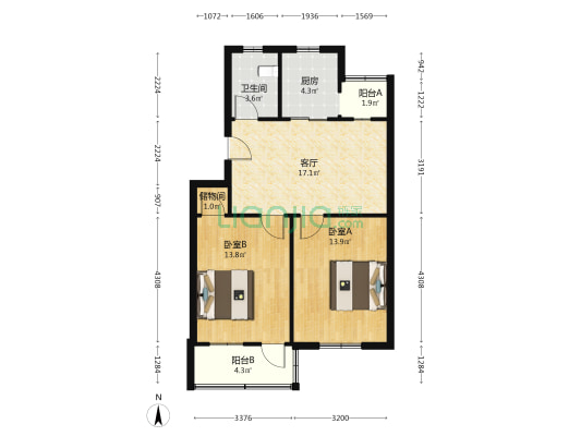 青海疗养院 2室1厅1卫 73平方