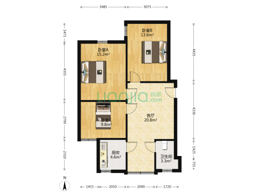湘江街155号 3室1厅1卫 85平方