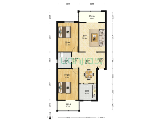 莲湖路295号 2室2厅1卫 99平方