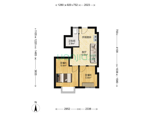 胜利名座 2室1厅1卫 45平方