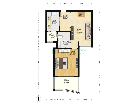 大华清水湾 1室1厅1卫 64平方