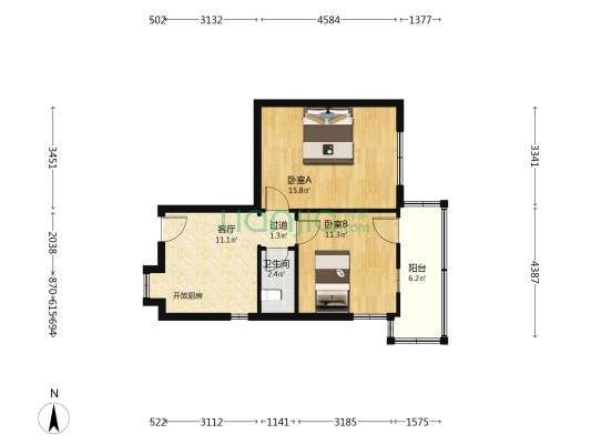 阜南路39号 2室1厅1卫 55平方