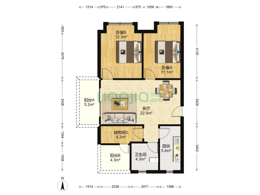 碧桂园世纪城 2室1厅1卫 92平方