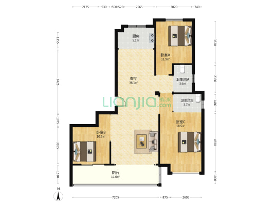 瓯越宁都 3室1厅2卫 140平方