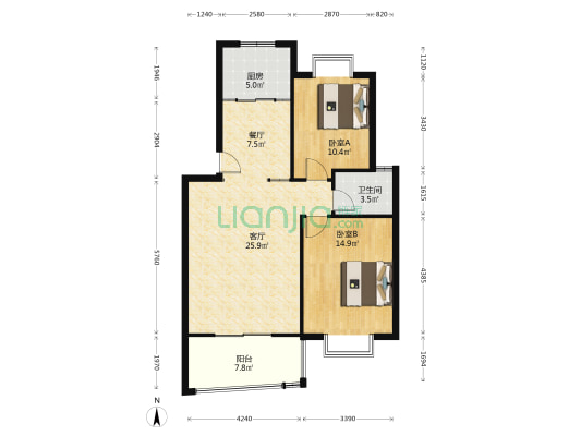 状元府 2室2厅1卫 87平方