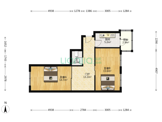 中学胡同 2室0厅1卫 68平方