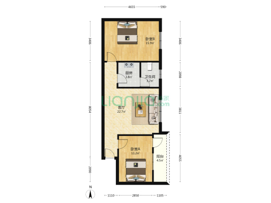 穗安楼 2室1厅1卫 85平方