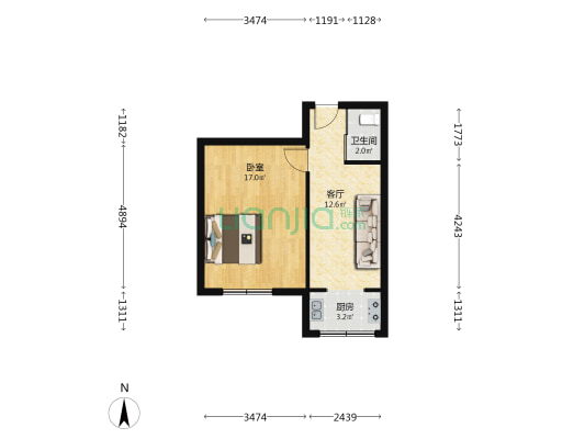 湘西小区 1室1厅1卫 47平方