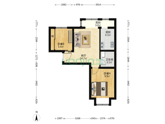 绿溪南环路10号院 2室1厅1卫 60平方