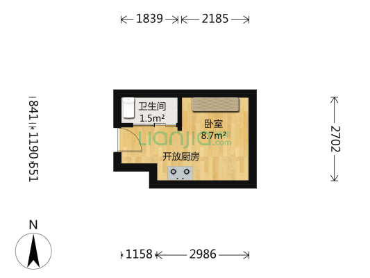 怡泰大厦 1室0厅1卫 28平方