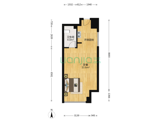 台江万达广场 1室0厅1卫 52平方