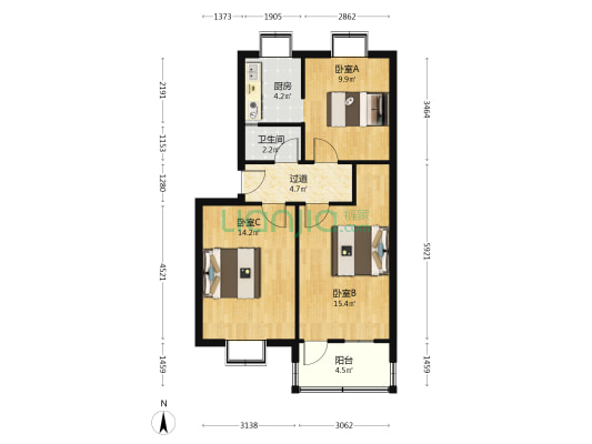 建国小经三路 3室0厅1卫 68平方
