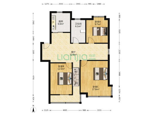 勤丰苑 3室1厅1卫 113平方