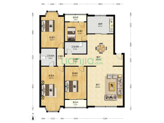 新兴公寓 4室2厅2卫 177平方