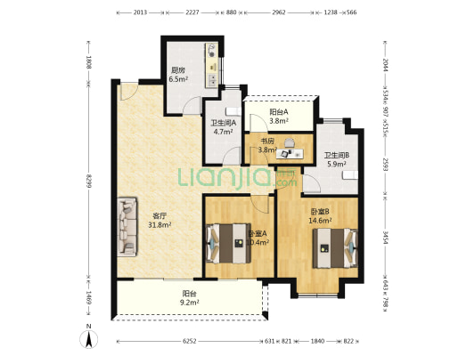 华润红橡世家 3室1厅2卫 112平方