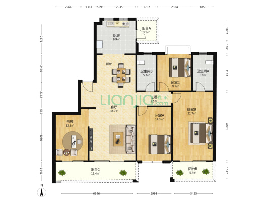 南宁五象智慧健康城 4室1厅2卫 172平方