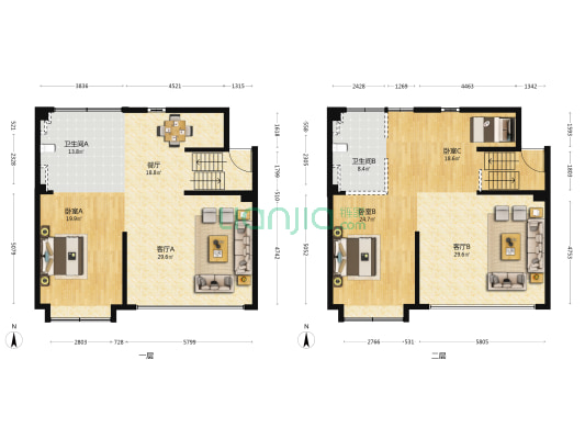 西山云庐 3室3厅2卫 207平方