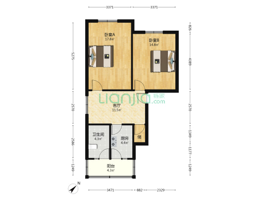 东泰园 2室1厅1卫 82平方