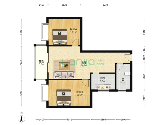 永华楼(兰苑一街) 2室1厅1卫 83平方