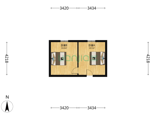 工联一村 2室0厅0卫 44平方
