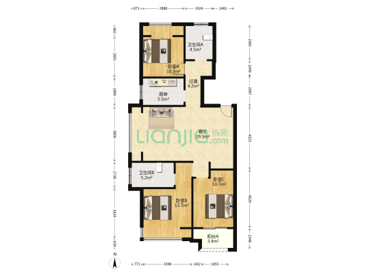 紫云府 3室1厅2卫 114平方