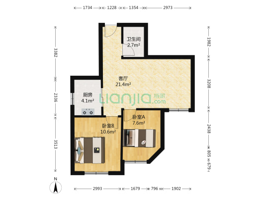 小龙坎新街3到5号 2室1厅1卫 57平方