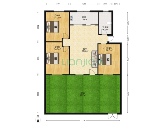 房管所家属院 3室1厅1卫 118平方