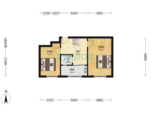 团结楼 2室1厅1卫 56平方