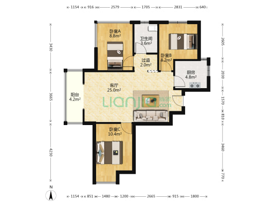 正道和苑 3室1厅1卫 91平方